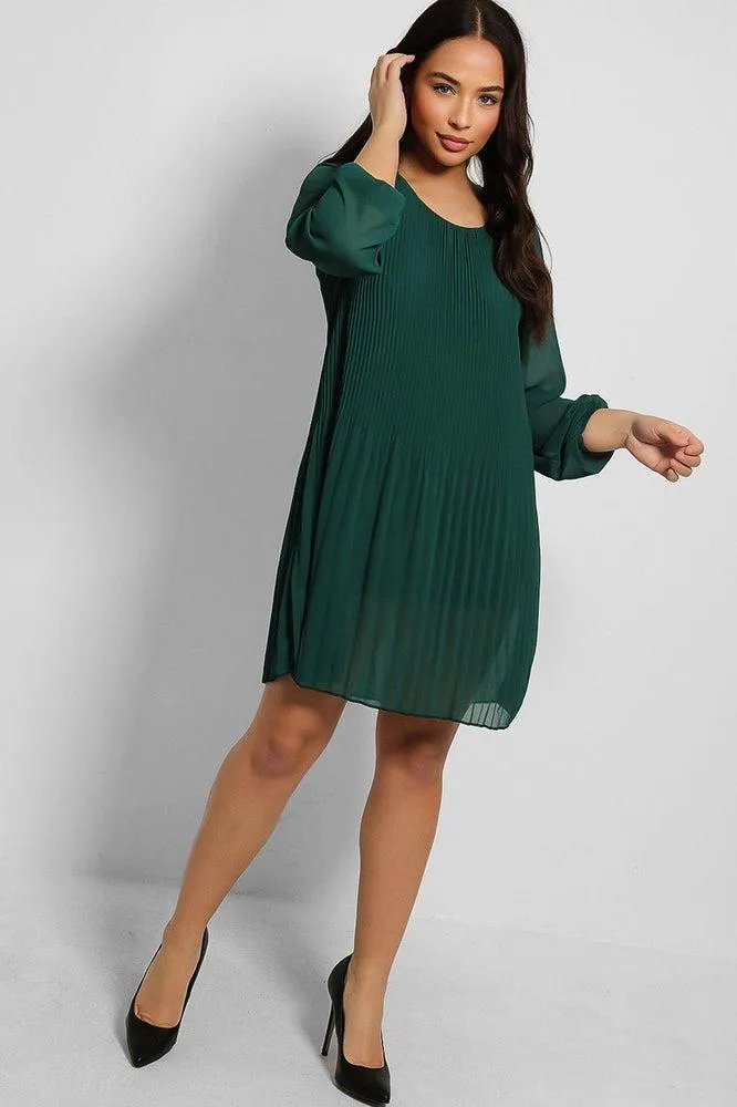 Pleated Chiffon Shift Dress