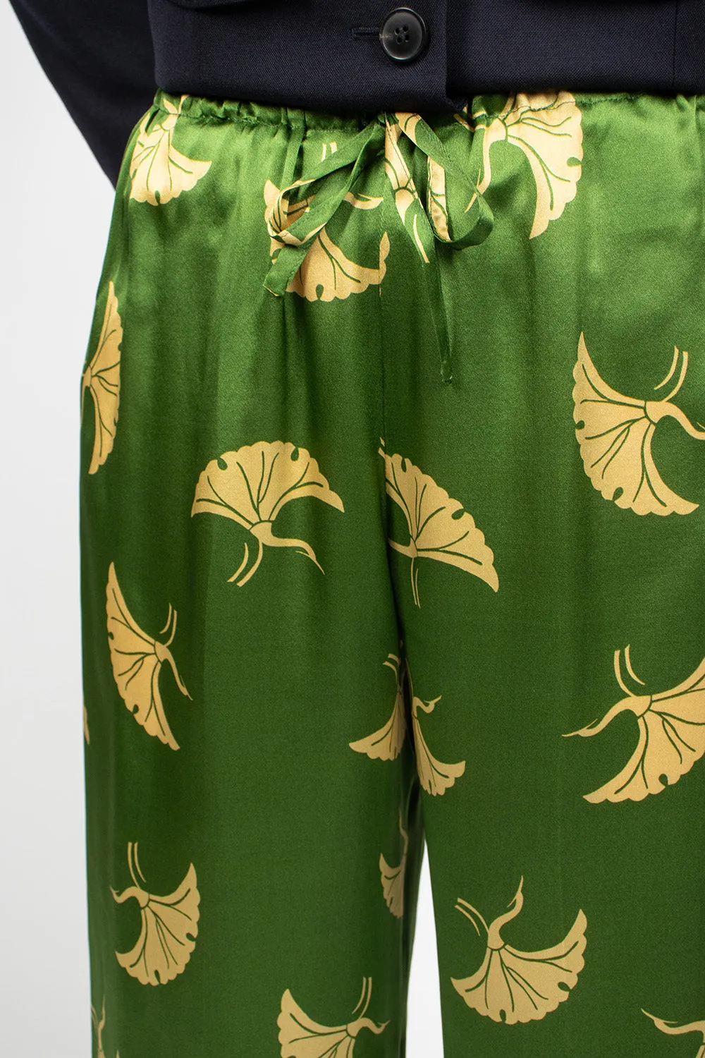 Printed Silk Pants Green