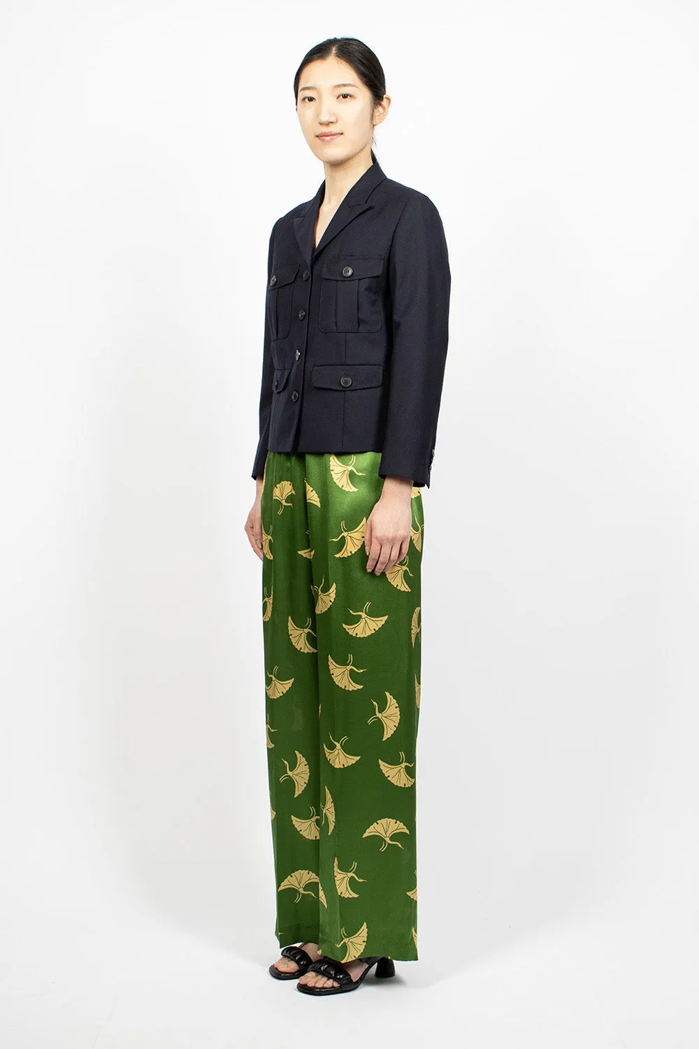 Printed Silk Pants Green