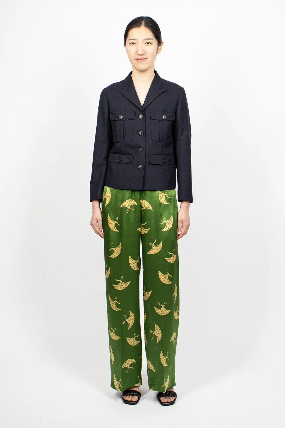 Printed Silk Pants Green