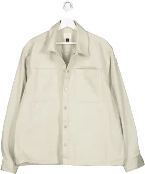 River Island White Stone Regular Fit Popper Front Overshirt UK L