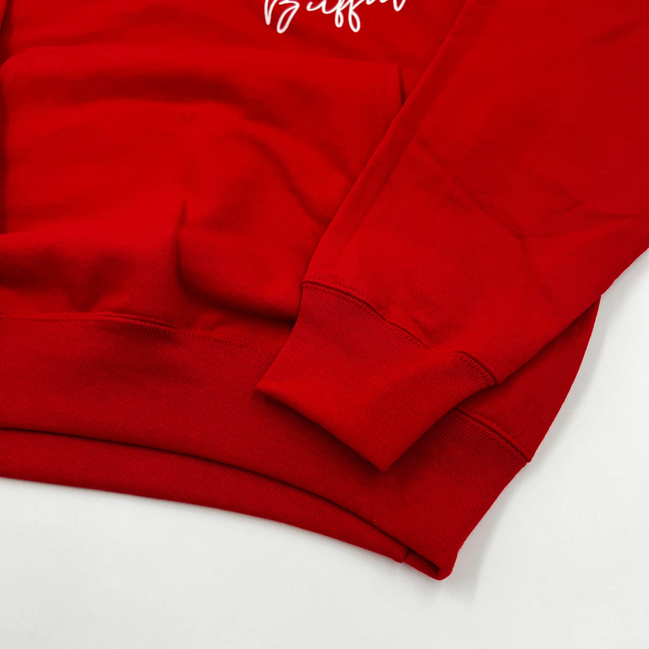 Smiley Face With Buffalo Wordmark Red Hoodie