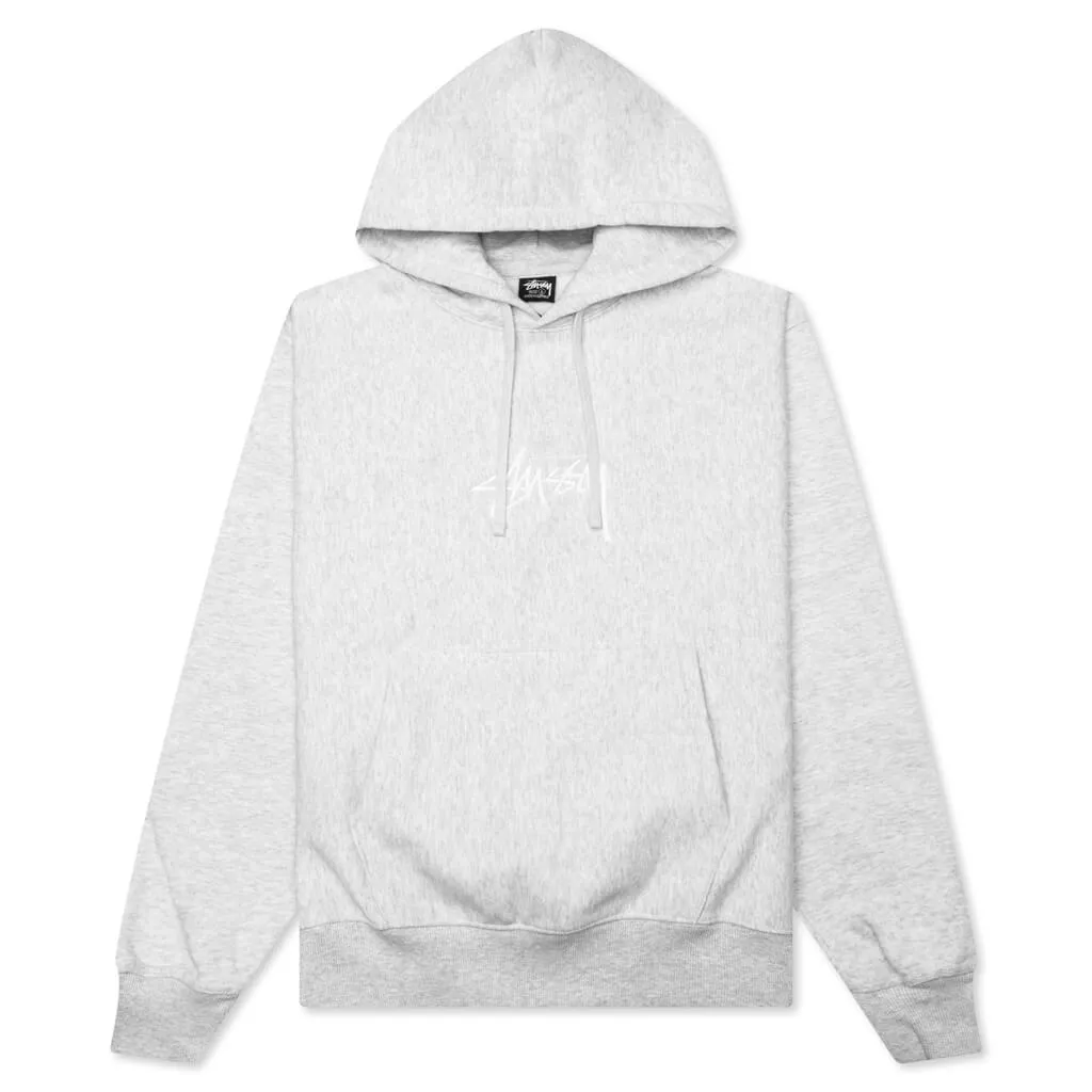 Mens Stock Logo Hoodie - Ash Heather/White