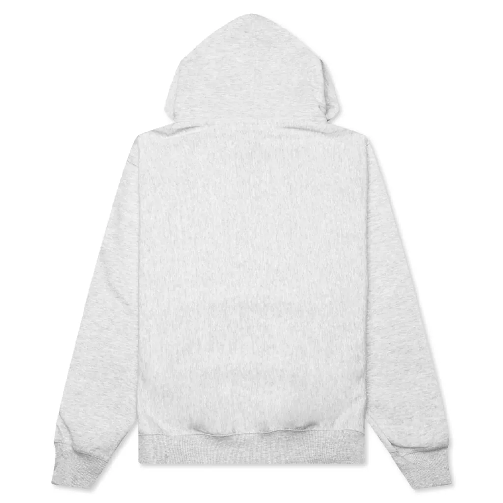 Mens Stock Logo Hoodie - Ash Heather/White