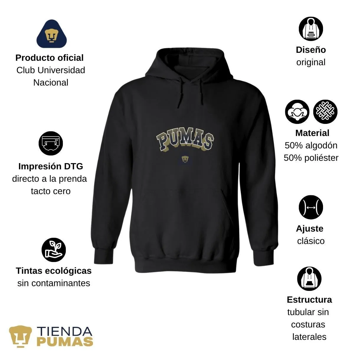 Sudadera Mujer Hoodie  Pumas UNAM Pumas 3D