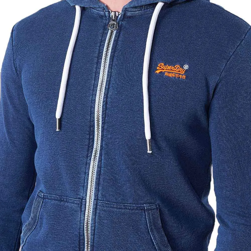 Superdry Orange Label Lite Zip Up Hoodie - Light Marine Indigo