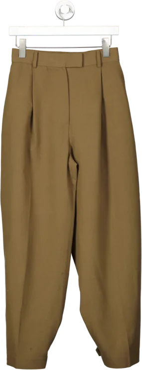 The Frankie Shop  Brown Pleated Len Strap Trousers UK XS