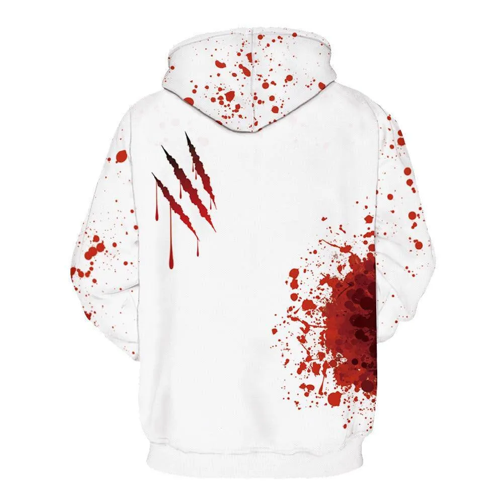 Unisex 3D Print Wound Horror Blood Hoodies Jumper