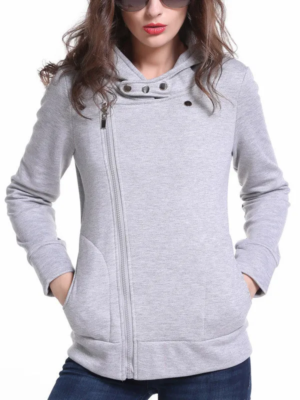 WealFeel Female Plus Velvet Hooded Zip  Sweatshirt