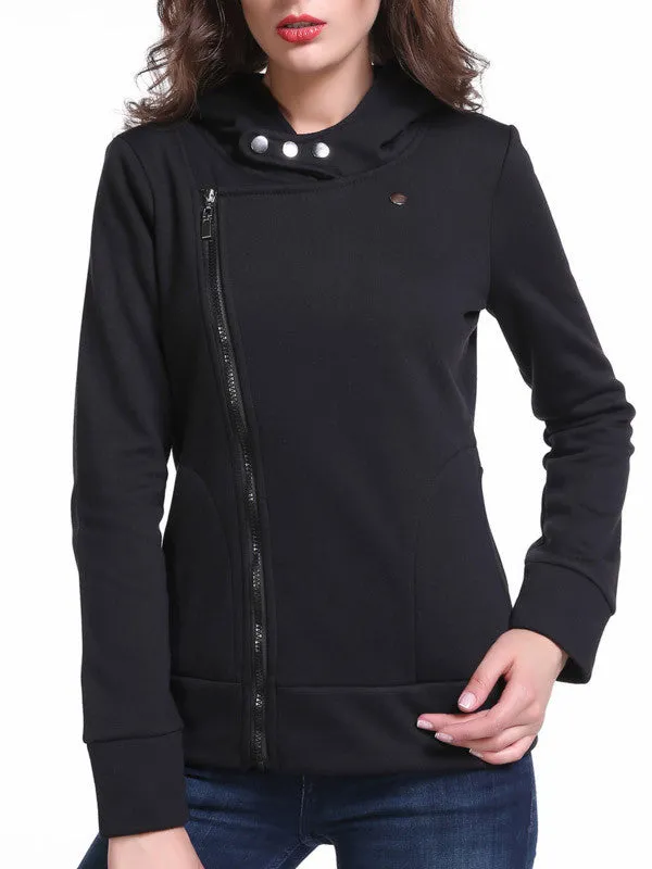 WealFeel Female Plus Velvet Hooded Zip  Sweatshirt