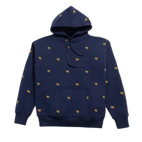 West NYC All Over Embroidery Hoodie Navy/Gold