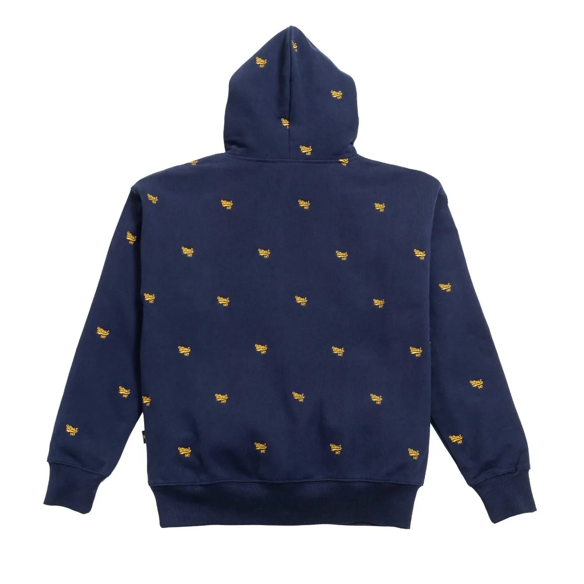 West NYC All Over Embroidery Hoodie Navy/Gold