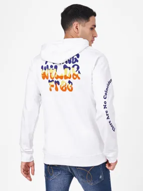 White Printed Full Sleeve Hoodie