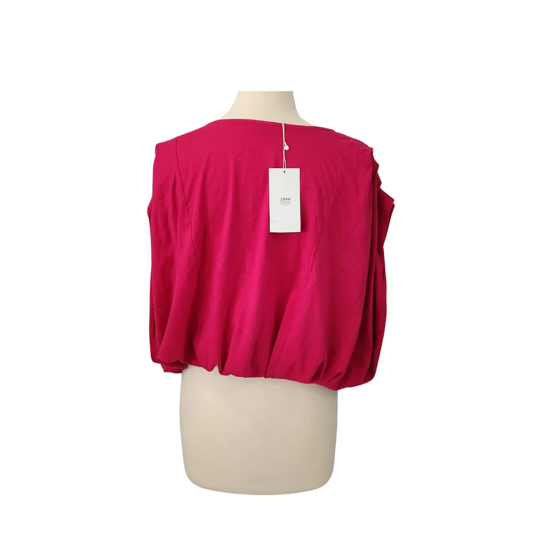 ZARA Pink Cap-sleeves Pleated Top | Brand New |