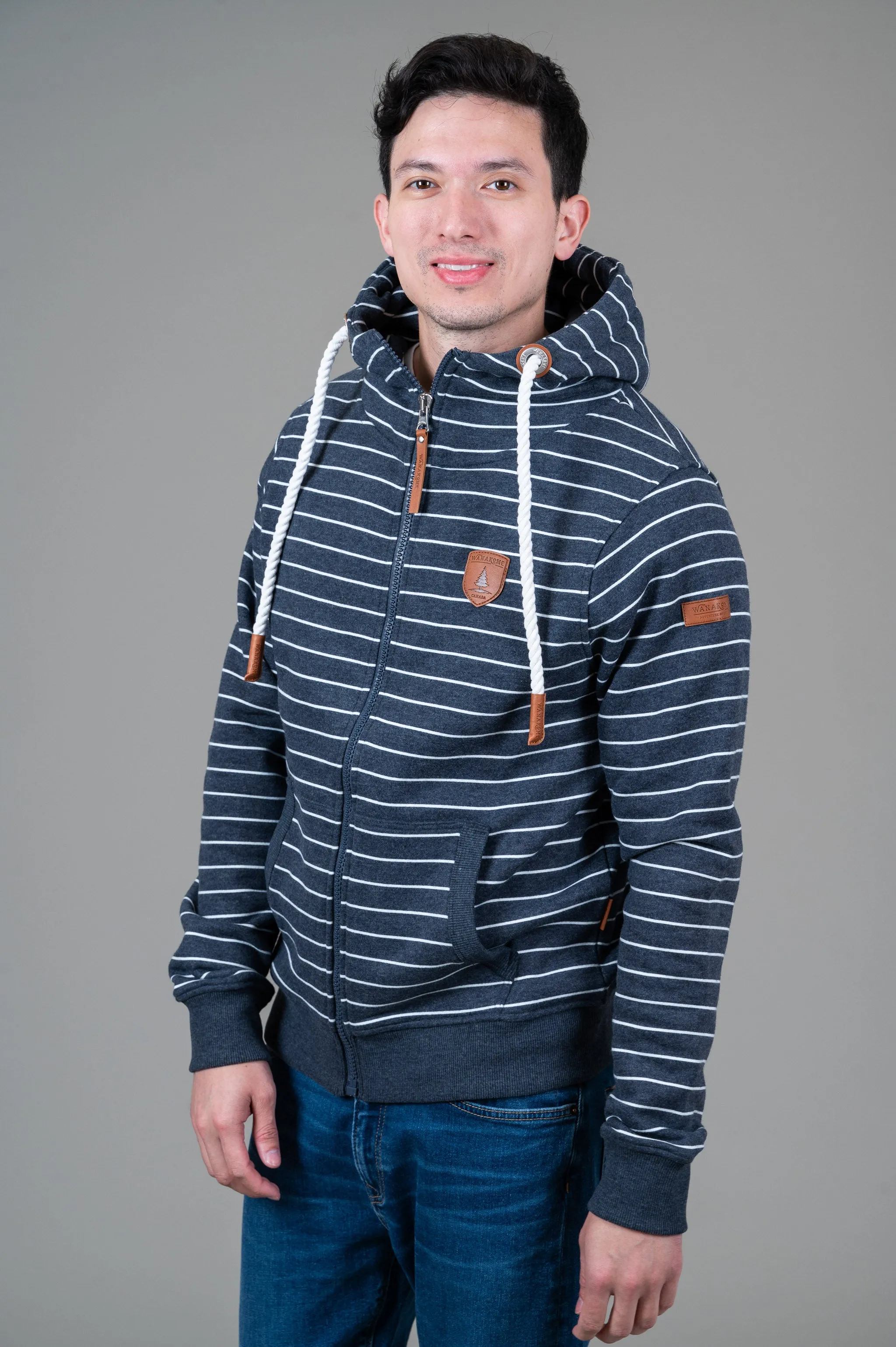 Zeus Navy Stripe Zip Hoodie