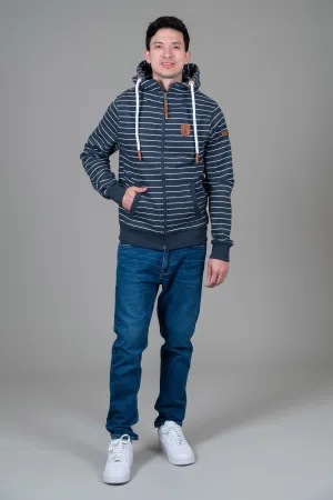 Zeus Navy Stripe Zip Hoodie